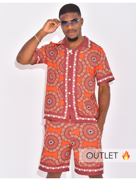 Ensemble short et chemise à motifs