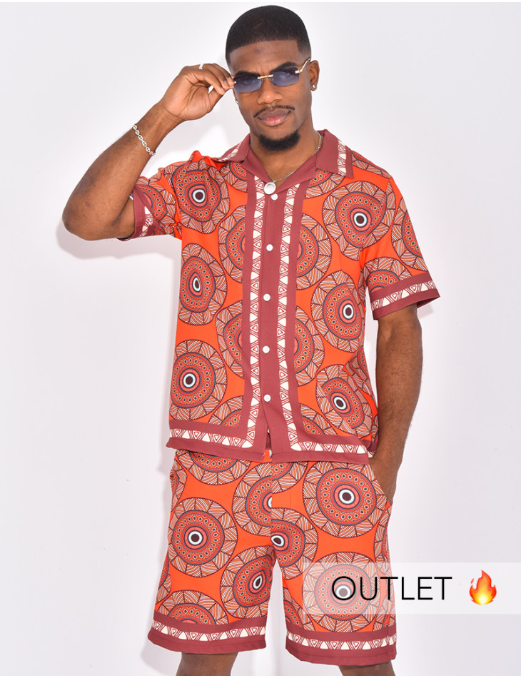 Ensemble short et chemise à motifs