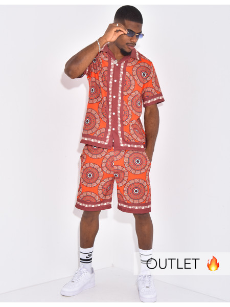 Ensemble short et chemise à motifs