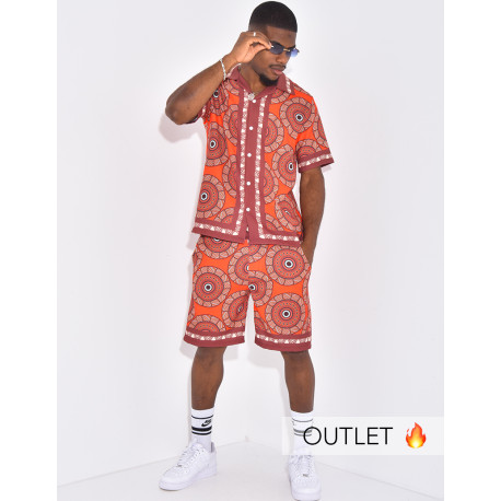Ensemble short et chemise à motifs