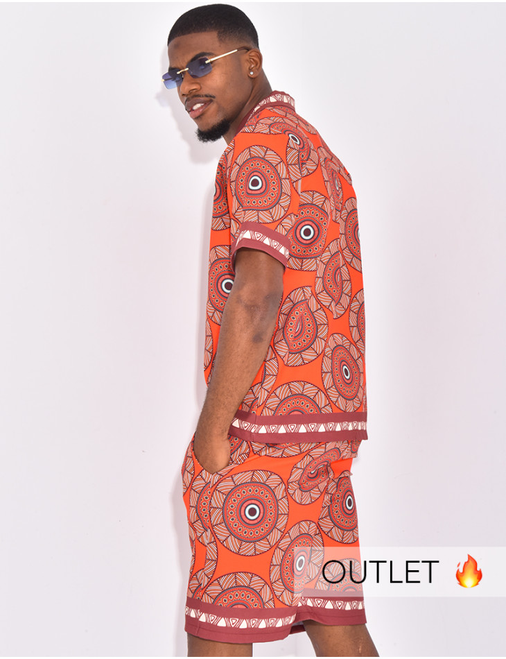 Ensemble short et chemise à motifs