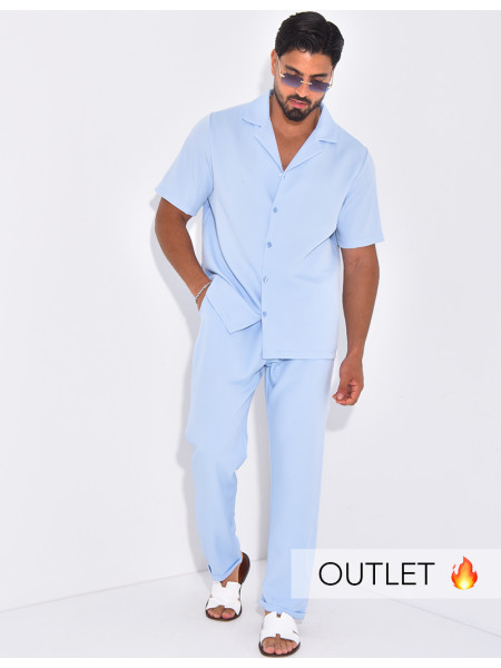 Ensemble uni pantalon et chemise manches courtes