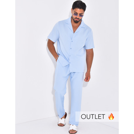 Ensemble uni pantalon et chemise manches courtes