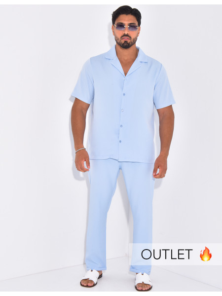 Ensemble uni pantalon et chemise manches courtes
