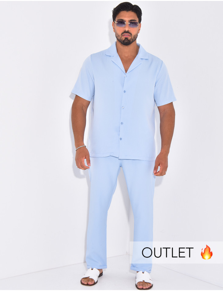 Ensemble uni pantalon et chemise manches courtes