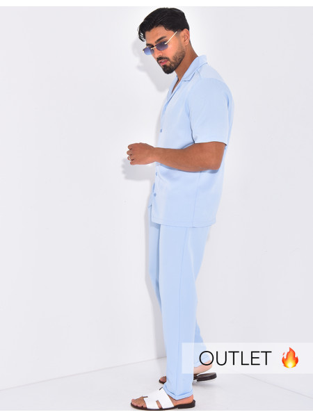Ensemble uni pantalon et chemise manches courtes
