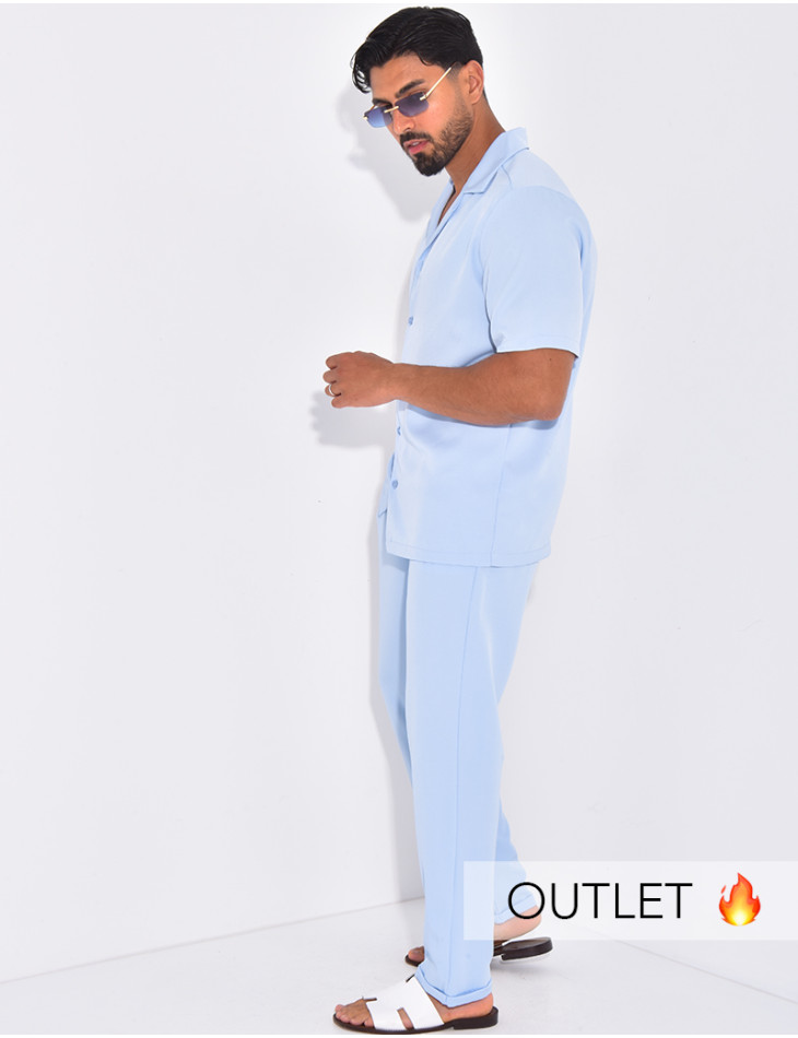 Ensemble uni pantalon et chemise manches courtes