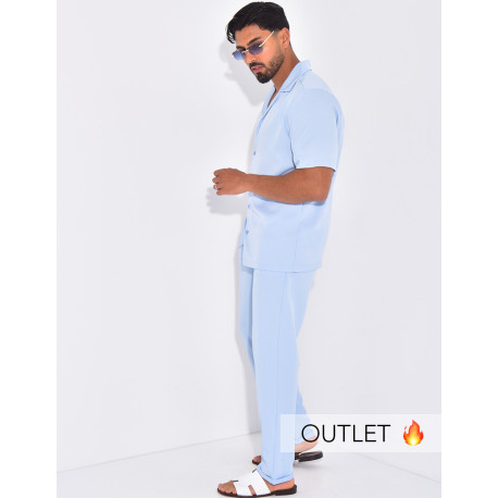 Ensemble uni pantalon et chemise manches courtes