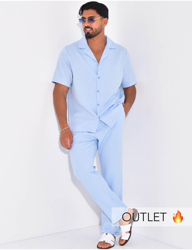 Ensemble uni pantalon et chemise manches courtes