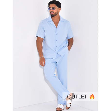 Ensemble uni pantalon et chemise manches courtes