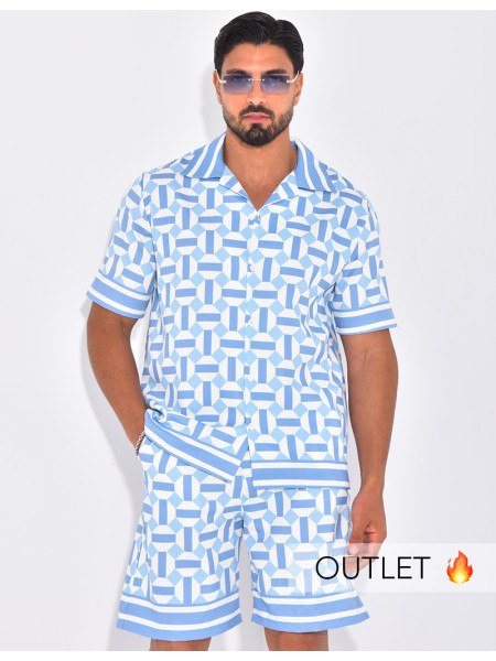 Ensemble short et chemise à motifs