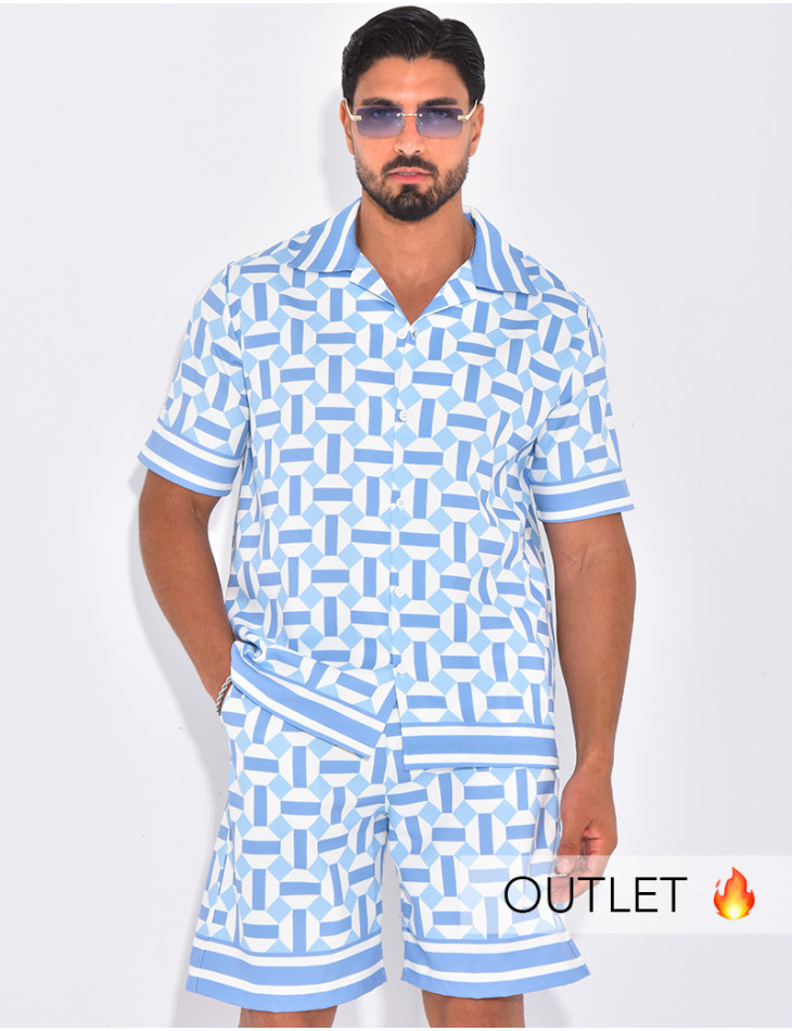 Ensemble short et chemise à motifs