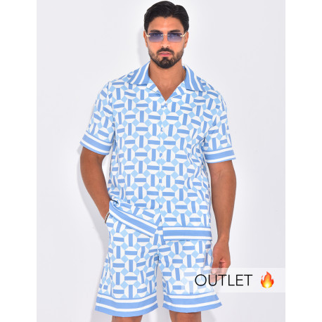 Ensemble short et chemise à motifs