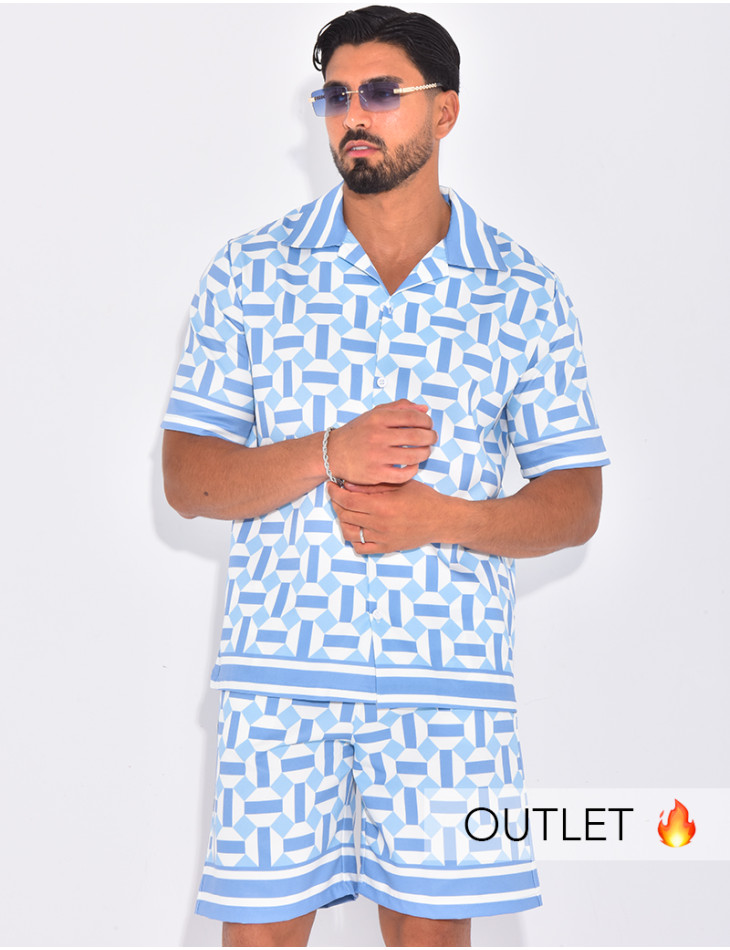 Ensemble short et chemise à motifs