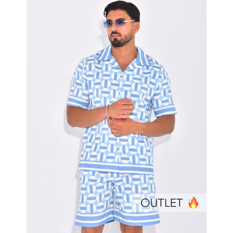 Ensemble short et chemise à motifs