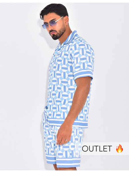 Ensemble short et chemise à motifs