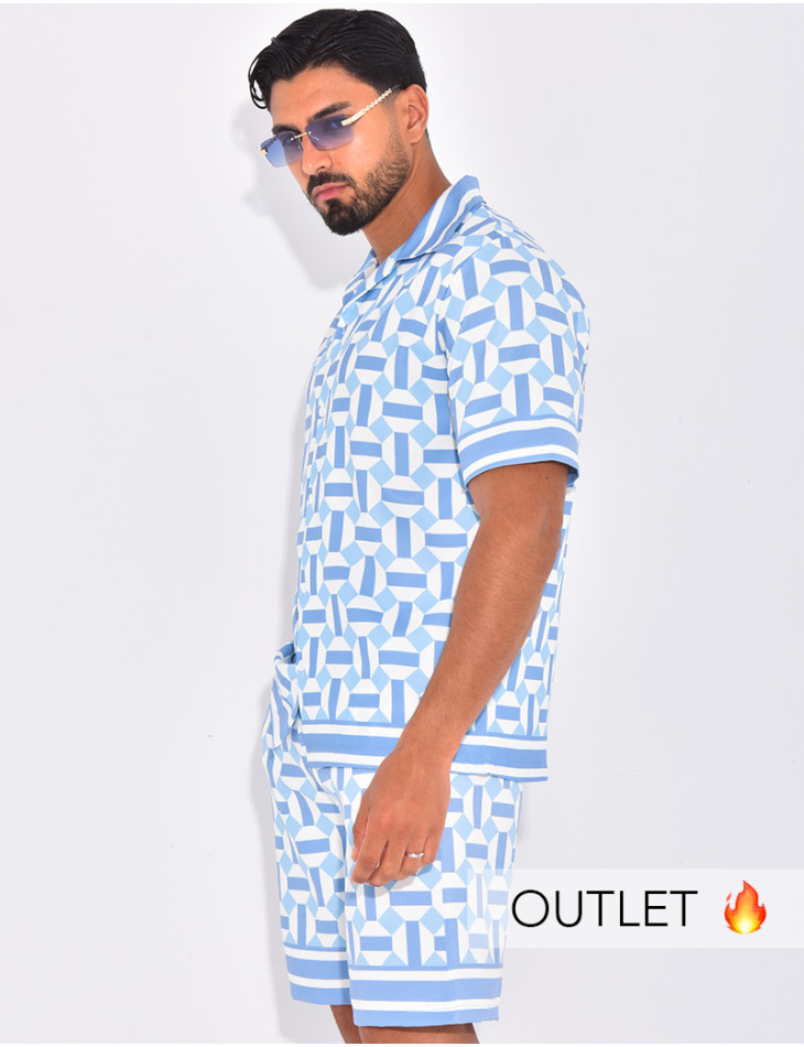 Ensemble short et chemise à motifs