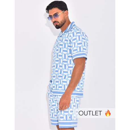 Ensemble short et chemise à motifs