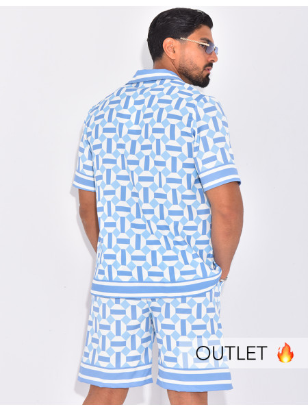 Ensemble short et chemise à motifs