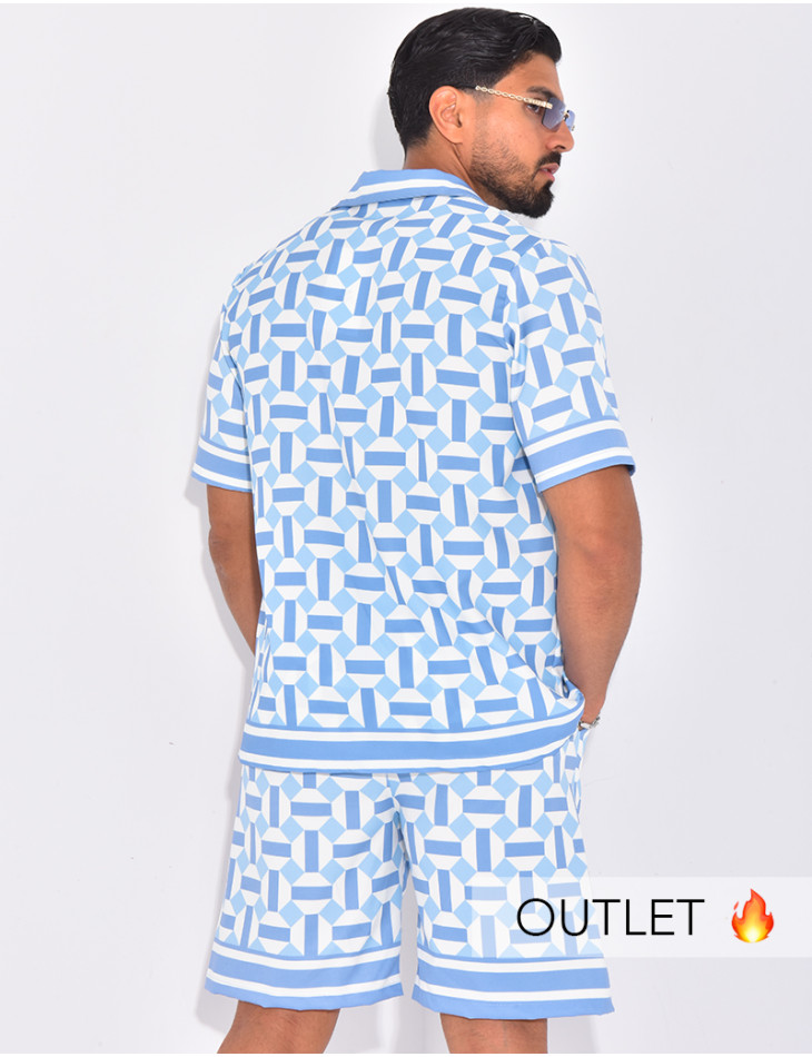 Ensemble short et chemise à motifs