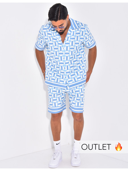 Ensemble short et chemise à motifs