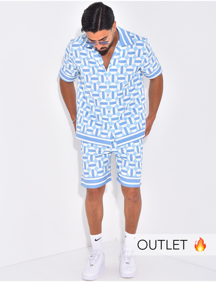 Ensemble short et chemise à motifs