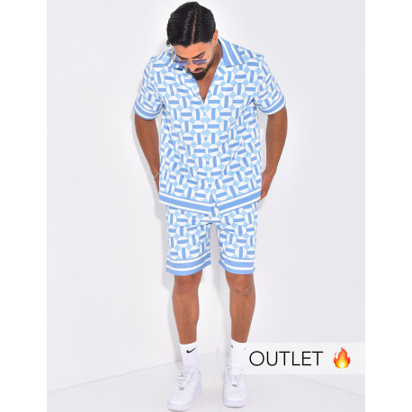 Ensemble short et chemise à motifs