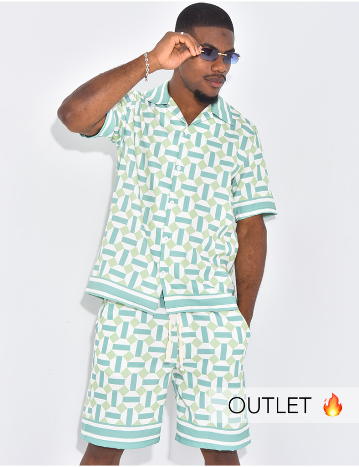 Ensemble short et chemise à motifs