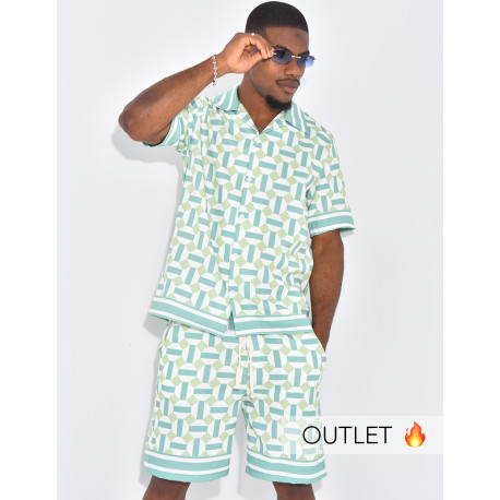 Ensemble short et chemise à motifs