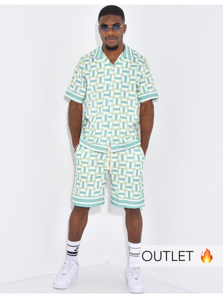 Ensemble short et chemise à motifs