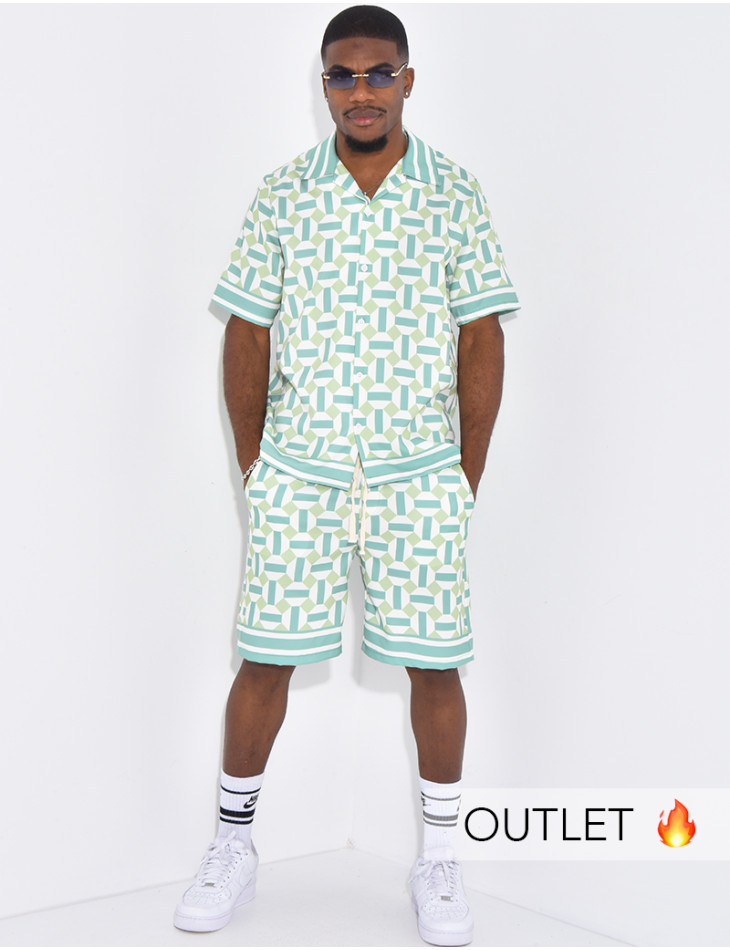 Ensemble short et chemise à motifs