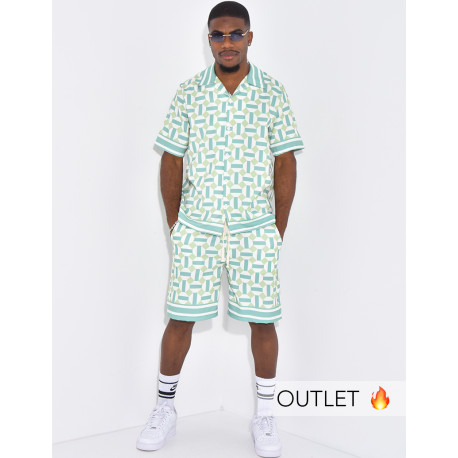 Ensemble short et chemise à motifs