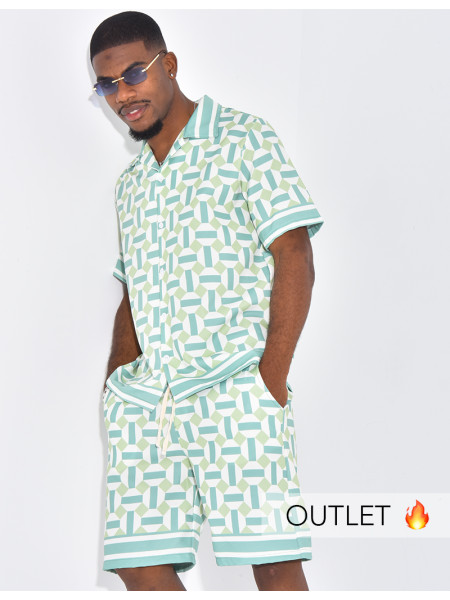 Ensemble short et chemise à motifs