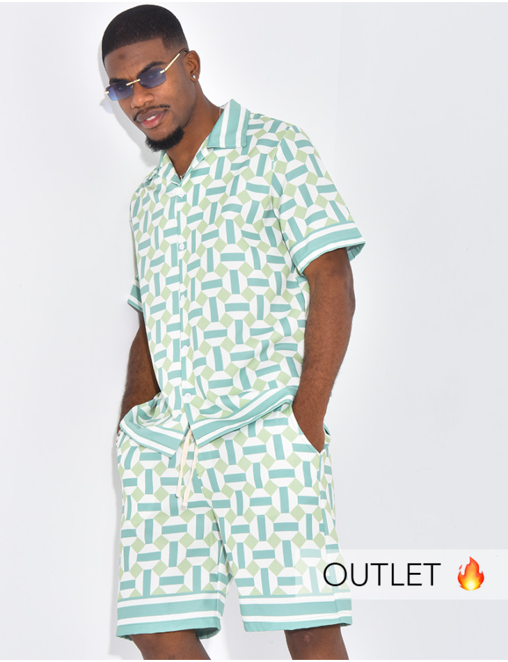 Ensemble short et chemise à motifs