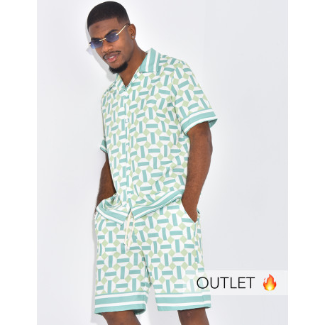 Ensemble short et chemise à motifs