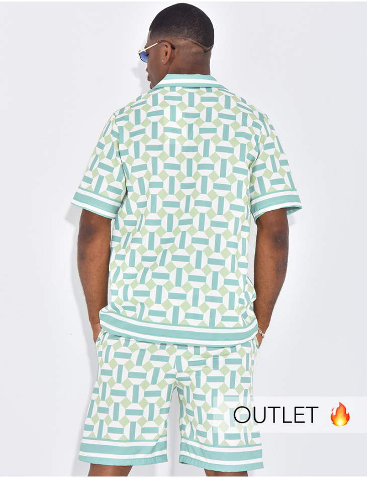Ensemble short et chemise à motifs