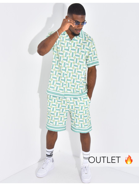 Ensemble short et chemise à motifs