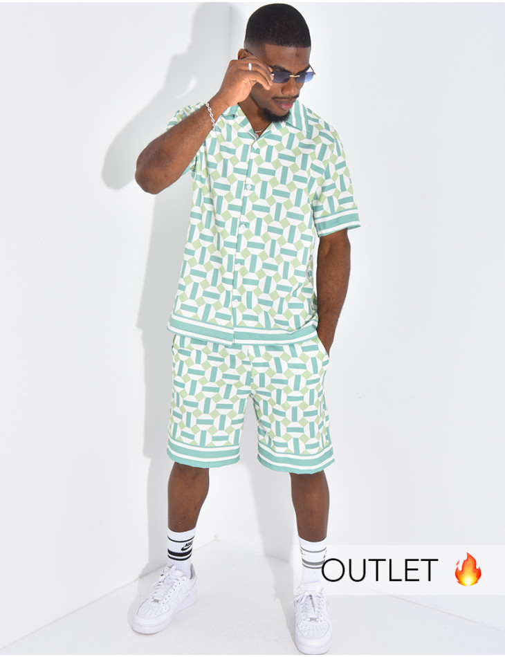 Ensemble short et chemise à motifs