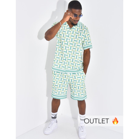 Ensemble short et chemise à motifs