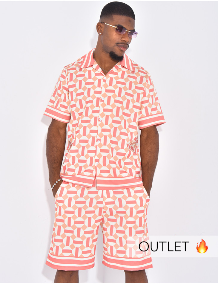 Ensemble short et chemise à motifs