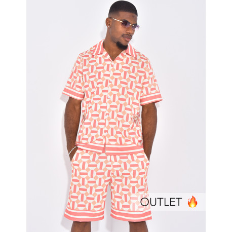 Ensemble short et chemise à motifs