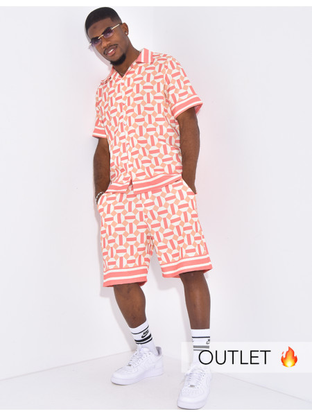 Ensemble short et chemise à motifs