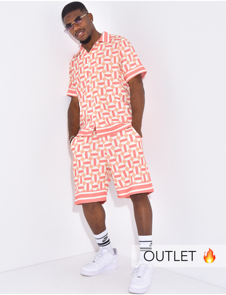 Ensemble short et chemise à motifs