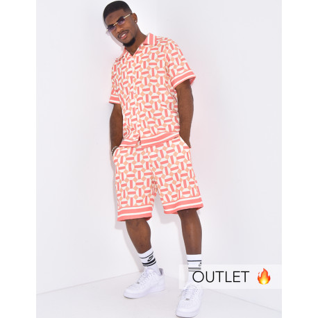 Ensemble short et chemise à motifs