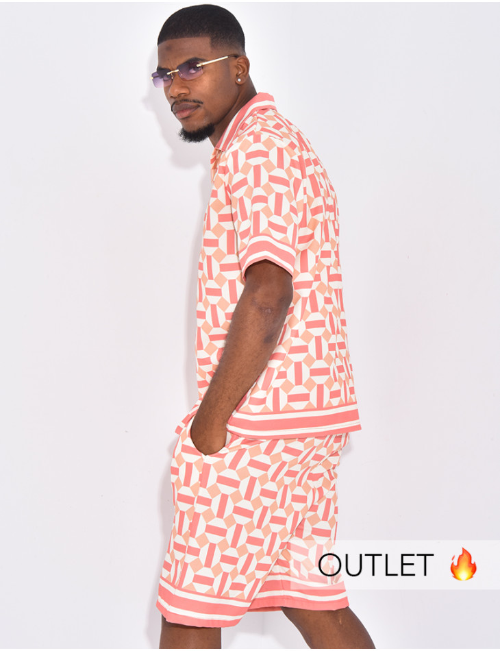 Ensemble short et chemise à motifs