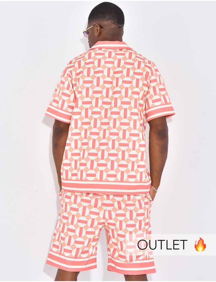 Ensemble short et chemise à motifs