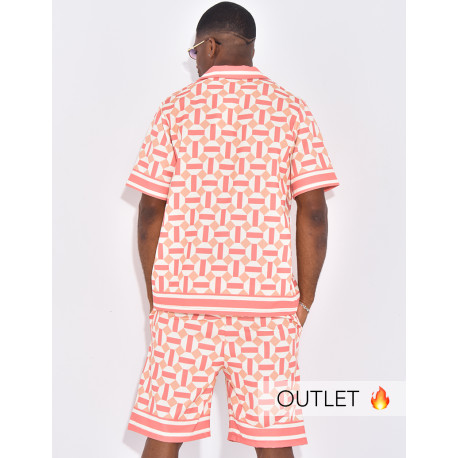 Ensemble short et chemise à motifs
