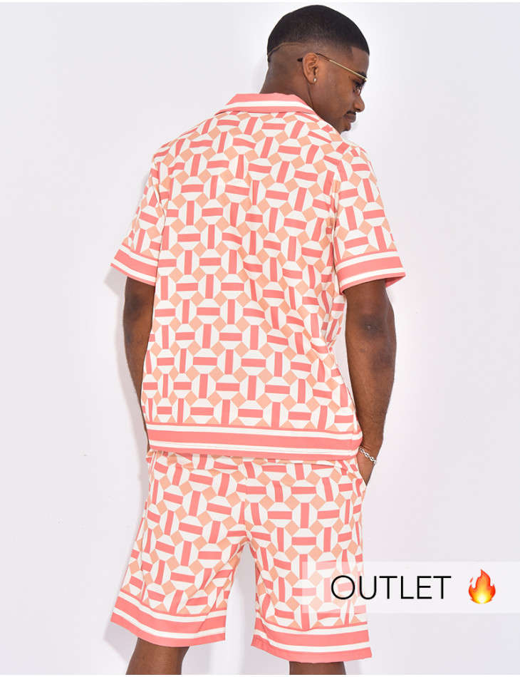 Ensemble short et chemise à motifs
