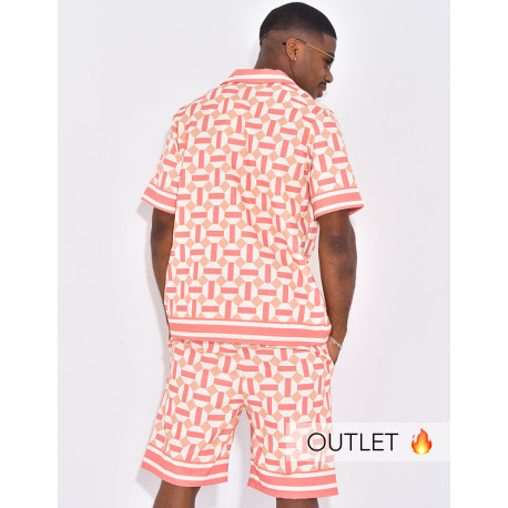 Ensemble short et chemise à motifs