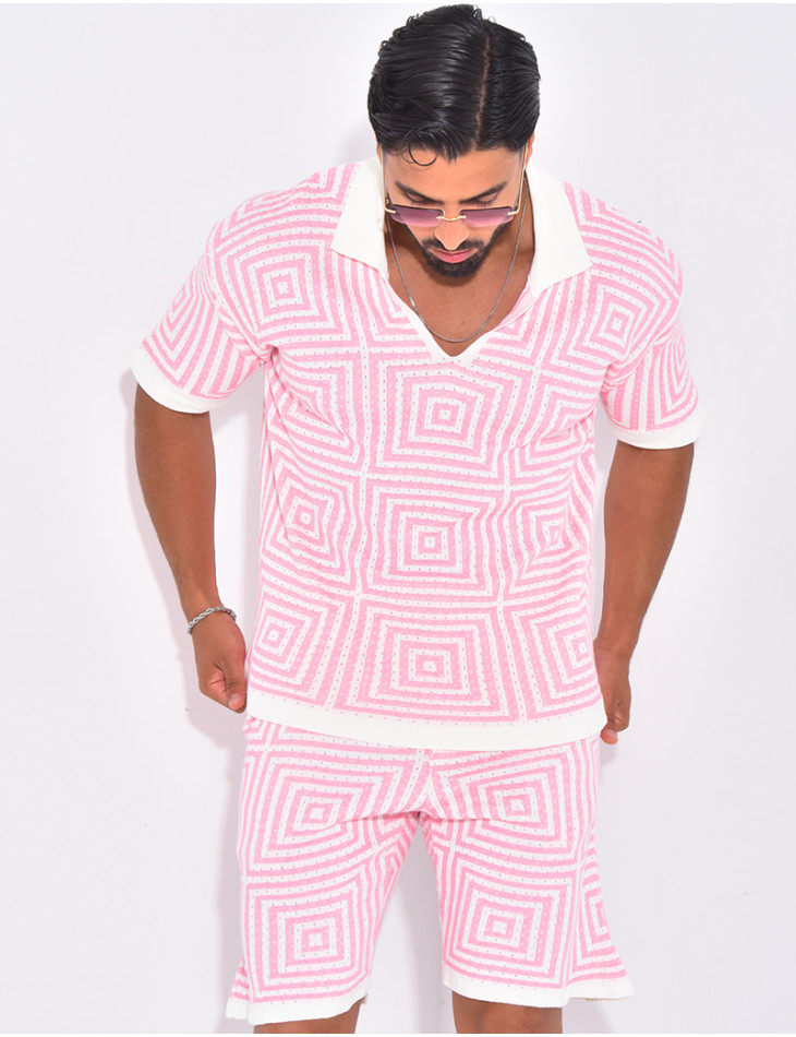 Ensemble short et polo ajouré